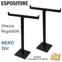 Load image into Gallery viewer, 2Pz ESPOSITORE DA BANCO A T CON BASE REGOLABILE IN ALTEZZA Nero