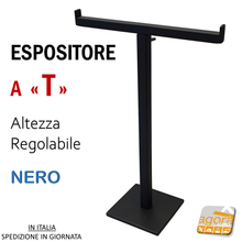 Load image into Gallery viewer, 2Pz ESPOSITORE DA BANCO A T CON BASE REGOLABILE IN ALTEZZA Nero