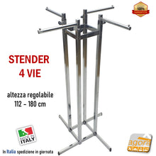 Carica l'immagine nel visualizzatore di Gallery, espositore vestiti abbigliamento intimo calze capi appesi negozio stender 4 braccia regolabile robusto leggero cromato pronta consegna