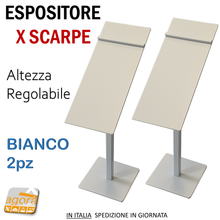 Carica l'immagine nel visualizzatore di Gallery, ESPOSITORE DA BANCO PER SCARPE CON BASE REGOLABILE H23-32 Bianco coppia 2 pezzi