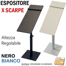 Carica l'immagine nel visualizzatore di Gallery, ESPOSITORE DA BANCO PER SCARPE CON BASE REGOLABILE H23-32 Bianco-Nero 2 pezzi