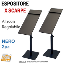 Carica l'immagine nel visualizzatore di Gallery, ESPOSITORE DA BANCO PER SCARPE CON BASE REGOLABILE H23-32 Nero coppia 2pz