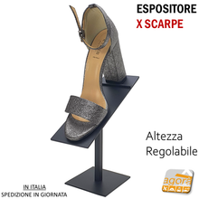 Carica l'immagine nel visualizzatore di Gallery, piedistallo con base regolabile altezza espositore scarpe x esporre scarpa bianco