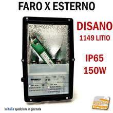 Carica l'immagine nel visualizzatore di Gallery, FARO X ESTERNO DISANO PUNTO 1149 LITIO IP65 150W NERO 230V CON STAFFA NUOVO COMPLETO