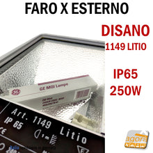 Carica l'immagine nel visualizzatore di Gallery, FARO X ESTERNO DISANO PUNTO 1149 LITIO IP65 250W GRIGIO 230V CON STAFFA PER MURO