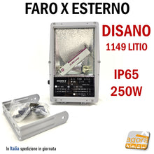 Carica l'immagine nel visualizzatore di Gallery, FARO X ESTERNO DISANO PUNTO 1149 LITIO IP65 250W GRIGIO 230V CON STAFFA FARI CON STAFFA
