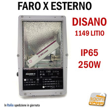 Carica l'immagine nel visualizzatore di Gallery, FARO X ESTERNO DISANO PUNTO 1149 LITIO IP65 250W GRIGIO 230V CON STAFFA FARONE FARETTO NUOVO
