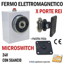 Load image into Gallery viewer, FERMO ELETTROMAGNETICO PER PORTE TAGLIAFUOCO REI CON PULSANTE DI SGANCIO E MICROSWITCH CDVI VIR-C 3662211005723