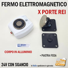 Load image into Gallery viewer, FERMO ELETTROMAGNETICO PER PORTE TAGLIAFUOCO REI CON PULSANTE DI SGANCIO CDVI VIR-A FERMI PORTE TAGLIAFUOCO ANTIFUOCO SICUREZZA ANTINCENDIP