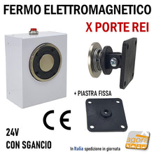 Load image into Gallery viewer, FERMO ELETTROMAGNETICO PER PORTE TAGLIAFUOCO REI CON PULSANTE DI SGANCIO CDVI VIR A PARETE MURO REGOLABILE VIR5024