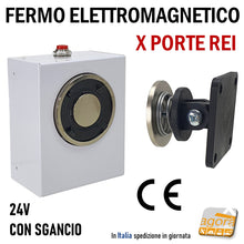 Load image into Gallery viewer, BLOCCO KIT ANTINCENDIO TAGLIAFUOCO PER PORTE REI A MOLLA CON SGANCIO DI SICUREZZA MAGNETICO A COMANDO CONTROLLO CON STAFFA COMPLETO CDVI