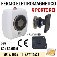 Load image into Gallery viewer, FERMO ELETTROMAGNETICO PER PORTE TAGLIAFUOCO REI CON PULSANTE DI SGANCIO CDVI VIR-A VIRA CDVI BLOCCO LEGA DI ALLUMINIO PESANTE