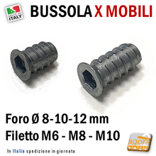 Carica l'immagine nel visualizzatore di Gallery, 10-100pz BUSSOLE IN ZAMA CON ESAGONO INCASSATO PER MOBILI PANNELLI M6-M8 L13-15-20-25MM
