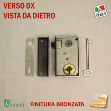 Carica l'immagine nel visualizzatore di Gallery, FOTO DEL RETRO DELLA SERRATURA X PORTONCINO CON SCROCCO CATENACCIO E CONTROPIASTRA BONAITI ALTA QUALITA'
