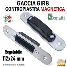 Carica l'immagine nel visualizzatore di Gallery, Riscontro Gaccia GIR8 Magnetico Bonaiti per Serrature Scrocco Centrale B-FORTY B-ITA B-SMART B-KLASS B-FIVE Cromo Opaco Contropiastra Gaccia Incontro 4GIR800095 REG