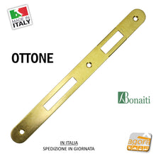 Carica l'immagine nel visualizzatore di Gallery, GACCIA INCONTRO X SERRATURE PORTE BONAITI 540T FINITURA OTTONATA COLORE OTTONE BORDO TONDO FRONTALE 22x240