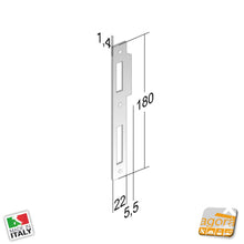 Carica l'immagine nel visualizzatore di Gallery, gaccia incontro serrature porte door lock gaccia con frontale 22x180 x serrature patent grande colore ottone ottonato bonaiti