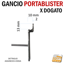Carica l'immagine nel visualizzatore di Gallery, 5pz GANCI GANCIO PORTABLISTER 20 CM CROMATI X PANNELLO DOGATO ATTREZZATURA NEGOZI BROCHE ARREDO aggacio