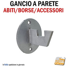 Carica l'immagine nel visualizzatore di Gallery, GANCIO APPENDIBORSE PORTA ABITI X ACCESSORI FISSAGGIO A PARETE ACCIAIO X MURO gancio per negozio