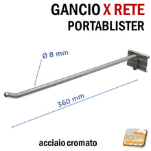 Carica l'immagine nel visualizzatore di Gallery, Ganci in filo per negozi attacco a rete metallica portablister cromati per rete cromo