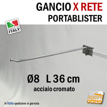 Carica l'immagine nel visualizzatore di Gallery, Ganci in filo per negozi attacco a rete metallica portablister cromati gancio
