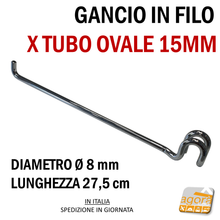 Load image into Gallery viewer, GANCIO IN FILO Ø 8 MM L275 X TUBO OVALE 15MM CR ESPOSIZIONE NEGOZIO PORTABLISTER