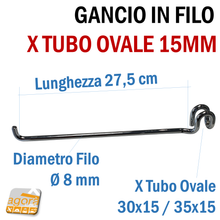 Load image into Gallery viewer, GANCIO IN FILO Ø 8 MM L275 X TUBO OVALE 15MM CR ESPOSIZIONE NEGOZIO PORTABLISTER ferramenta