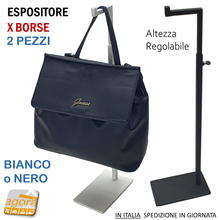 Load image into Gallery viewer, GANCIO STENDER ESPOSITORE X BORSE X NEGOZIO DA BANCO DA VETRINA BIANCO NERO