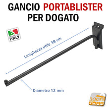 Carica l'immagine nel visualizzatore di Gallery, GANCI PORTABLISTER PER PANNELLO DOGATO cm 39 IN FILO D12mm GRIGIO ATTREZZATURA NEGOZIO esposizione arredo e attrezzatura per negozi
