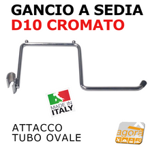 Carica l'immagine nel visualizzatore di Gallery, GANCIO GANCI CROMATI A SEDIA ARREDAMENTO NEGOZI BROCHE 35CM D10 PORTABLISTER TUBO OVALE a scaletta esposizione a parete su barra ovale