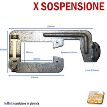 Carica l'immagine nel visualizzatore di Gallery, GANCIO X BLINDO STAFFA PER SOSPENSIONE X BINARIO ELETTRIFICATO GANCIO IN ACCIAIO