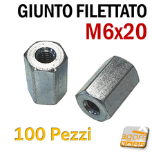 Carica l'immagine nel visualizzatore di Gallery, Giunzione per barre filettate 6mm zincato barilotto filettato