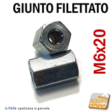 Carica l'immagine nel visualizzatore di Gallery, Perno Filettato Giunti filettati diametro 15 M6x20 esagonale zincato znb filetto metrico passante HQ