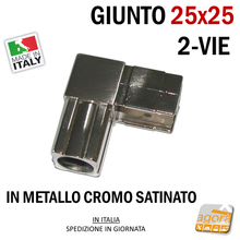 Load image into Gallery viewer, GIUNTO X TAVOLI E VETRINE 25X25 2-VIE NICHEL SATINATO NUOVO PER ESPOSITORI