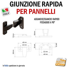 Carica l'immagine nel visualizzatore di Gallery, KEKU coppia a linuetta per aggancio pannelli frontale dal davnti senza viti