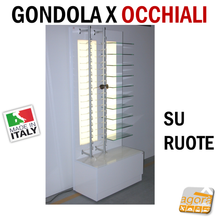 Carica l'immagine nel visualizzatore di Gallery, Gondola Espositore Ottica Porta Occhiali Illuminato LED con Cassettone su Ruote