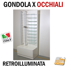 Carica l'immagine nel visualizzatore di Gallery, Gondola Espositore Ottica Porta Occhiali Illuminato LED con Cassettone su Ruote