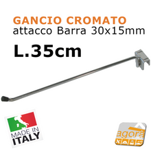 Carica l'immagine nel visualizzatore di Gallery, Gancio In filo attrezzatura Negozio Cromato Attacco tubolare 30x15 - Arredamento negozio esposizione a parete gancio per esporre abiti e vestiti