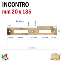 Carica l'immagine nel visualizzatore di Gallery, Riscontro Gaccia 173 Bonaiti 135x20 Bronzo x Serrature Patent Piccola