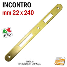 Carica l'immagine nel visualizzatore di Gallery, incontro gaccia color ottone ricambio x serrature porte frontale 22x240 made in italy ottonato bonaiti x serrature 540T