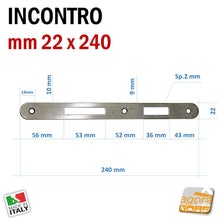 Load image into Gallery viewer, scheda dimensionale bonaiti gaccia incontro per ricambio porte e serrature colore bronzo bronzato serrature 540T bordo tondo made in italy