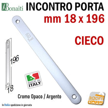 Carica l'immagine nel visualizzatore di Gallery, Riscontro Contropiastra Cieca Bonaiti per serrature porta F18x196mm Cromo Opaco