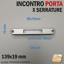Carica l'immagine nel visualizzatore di Gallery, Contropiastra serratura porta frontale 18x190 mm139x19 argento cromo opaco
