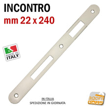 Carica l'immagine nel visualizzatore di Gallery, incontro gaccia color argento ricambio x serrature porte frontale 22x240 made in italy argentato bonaiti x serrature 540T