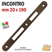 Carica l'immagine nel visualizzatore di Gallery, incontro gaccia per serrature bonaiti color bronzo verniciato con doppio foro frontale 20x190 x ricambio porta serrature chiavi