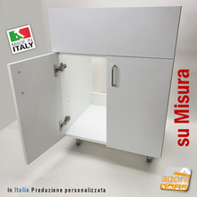 Carica l'immagine nel visualizzatore di Gallery, struttura lavanderia in legno con ante e piedi regolabili bianca