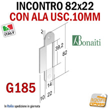 Carica l'immagine nel visualizzatore di Gallery, Riscontro Gaccia Cromo Opaco G185 Bonaiti 82x22 con ALA x Serrature B-BITTER Meccaniche ALA 42x10mm CONTROPIASTRA BORDO TONDO CON ALETTA 42X10MM ARGENTO 4G18500095