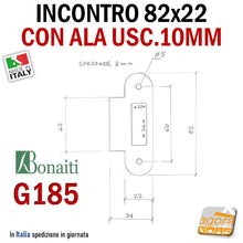 Carica l'immagine nel visualizzatore di Gallery, Riscontro Gaccia Cromo Opaco G185 Bonaiti 82x22 con ALA x Serrature B-BITTER Meccaniche ALA 42x10mm CONTROPIASTRA BORDO TONDO CON ALETTA 42X10MM ARGENTO 4G18500095 PER SERRATURE PORTA MECCANICHE SCROCCO CENTRALE