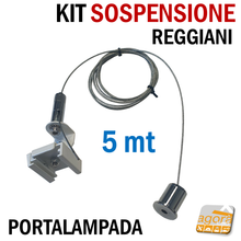 Carica l'immagine nel visualizzatore di Gallery, KIT SOSPENSIONE LAMPADA 5 mt PER BINARIO ELETTRIFICATO REGGIANI BIANCO CROMATO FUNE ACCIAIO