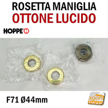 Carica l'immagine nel visualizzatore di Gallery, ROSETTA PORTA BOCCHETTA MANIGLIA HOPPE OTTONE LUCIDO D44 F71 CP M88K - kit guarnitura bocchette porta a battente Hoppe F71